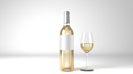 White Wine Bottle Square Label Mockup 3d Render