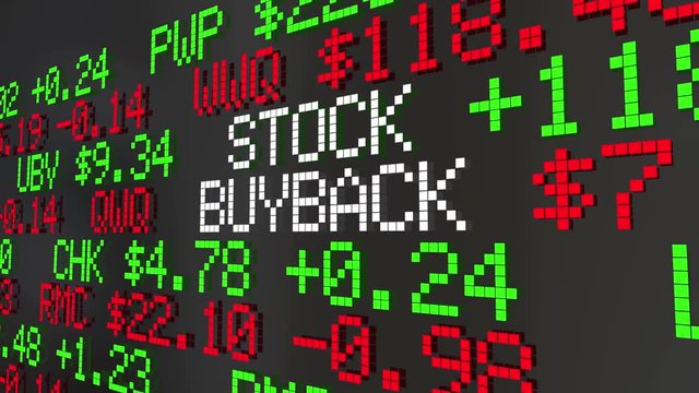 Stock Buyback Market Ticker Prices Share Repurchase 3d Animation