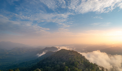 Beautiful sea of mist at mountain peak in Betong , Yala , sounthern of Thailand