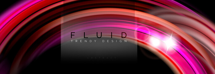 Mixing color waves on black, liquid flowing shapes