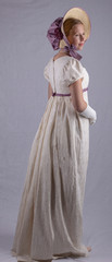 Regency woman in cream dress