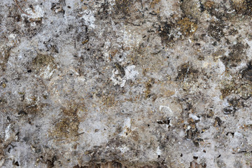 Brown stain with white and black color line cracks and roughness on gray surface , Abstract background and texture for add text or graphic design 
