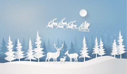 Obraz na płótnie Canvas Deer in forest with snow.
