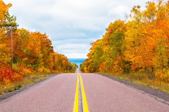 Michigan road in autumn