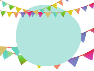 水彩風のガーランドで飾ったラフな円