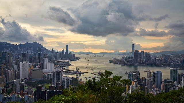 landscape of cityscape on aerial view with seascape