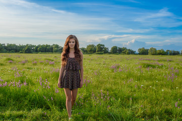 Model posing in nature on a nice summer day.