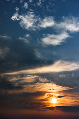 Beautiful sky with clouds and sun
