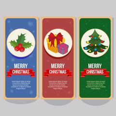 Naklejka premium cute christmas vertical banner with christmas tree