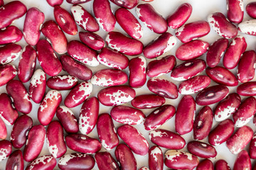 Beans dark red with white dots. Useful food_