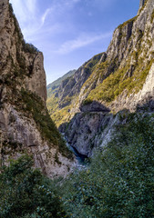 Gorge in the mountains of Montenegro on a sunny summer day