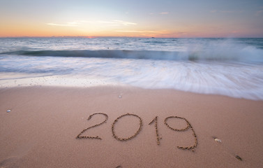 2019 year on the sea shore.