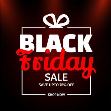 Website template or flyer design with 75% discount offer for Black Friday Sale.