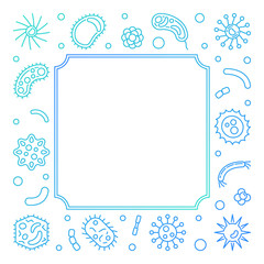 Virology blue frame. Vector creative illustration in line style