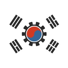 South Korea national flag with cog wheel