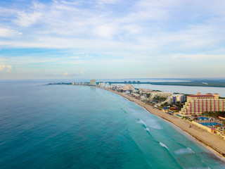 Fototapeta na wymiar Cancun beach aerial view in Mexico