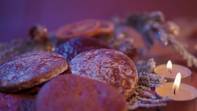 Close up shot of German lebkuchen a gingerbread specialty for Christmas
