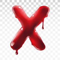 Translucent bloody alphabet isolated on transparent background