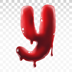 Translucent bloody alphabet isolated on transparent background