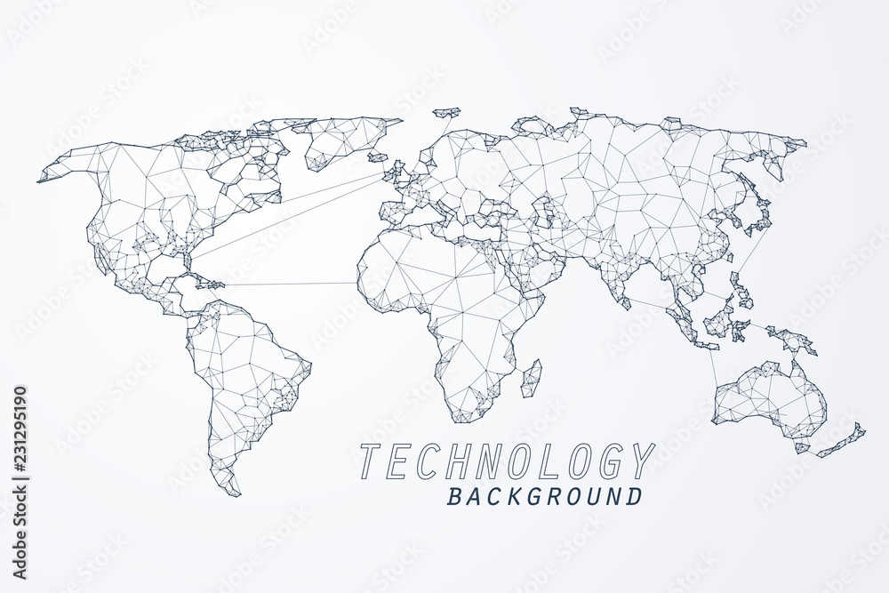 Leinwandbilder abstract of world network, edge and vertex of world connection