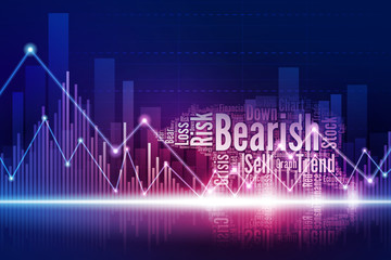 Virtual bear walking in the town of stock market as a Bearish trend is begin