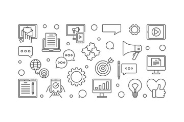 Digital Content outline vector banner or illustration