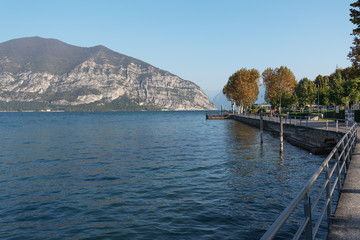 Fototapeta na wymiar Iseo lake coast in Iseo city, Italy.