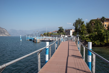 Fototapeta na wymiar Iseo lake coast in Iseo city, Italy.