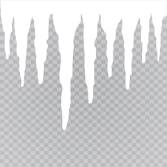 Set of snow icicles isolated on transparent background. Vector illustration