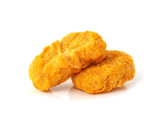Fried chicken nuggets isolated on white