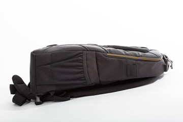 Black traveler backpack isolated