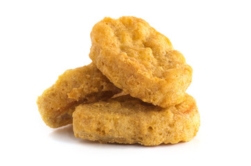 Fried chicken nuggets isolated on white