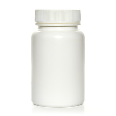 White blank plastic jar with screw mock up isolated on white background