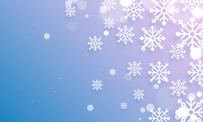 Snowflake decorated on glossy purple background with space for your text.