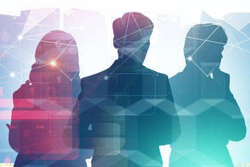 Manager team in city infographics