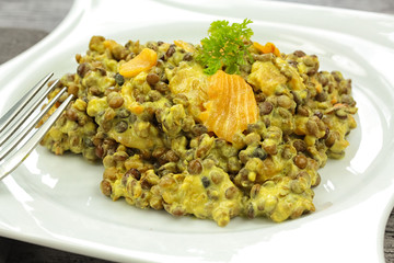 lentilles et saumon