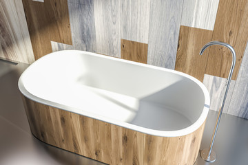 Top view of wooden bathtub