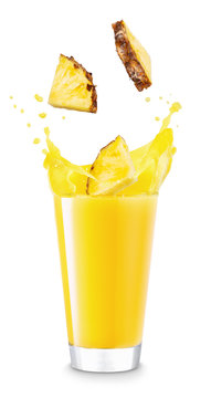 Glass Of Splashing Pineapple Juice