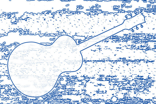 Guitar In Blue Outline
