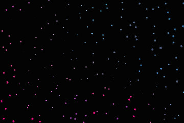 Bright neon pink, blue, purple stars on a dark background. Scalable vector graphics