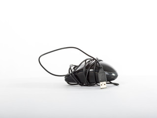 Dirty wired black mouse