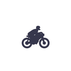 Rider on motorcycle icon on white