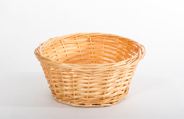 Empty yellow wicker basket