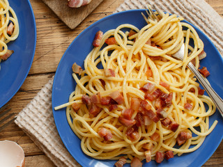 Traditional italian dish spaghetti carbonara