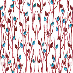 Seamless Botanical Pattern with Briar Branches in Asian Style.