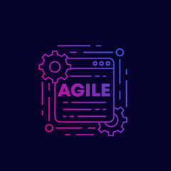 Agile software development process vector line icon