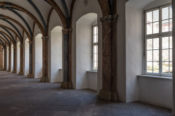 Fototapeta na wymiar The hallway in convent Corvey in Hoexter, Germany