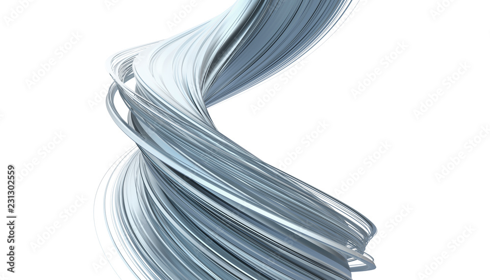 Wall mural abstract 3d rendering of twisted lines. modern background design, illustration of a futuristic shape