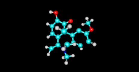 Dihydrocodeine molecular structure isolated on black
