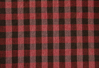 black white red squares on the fabric